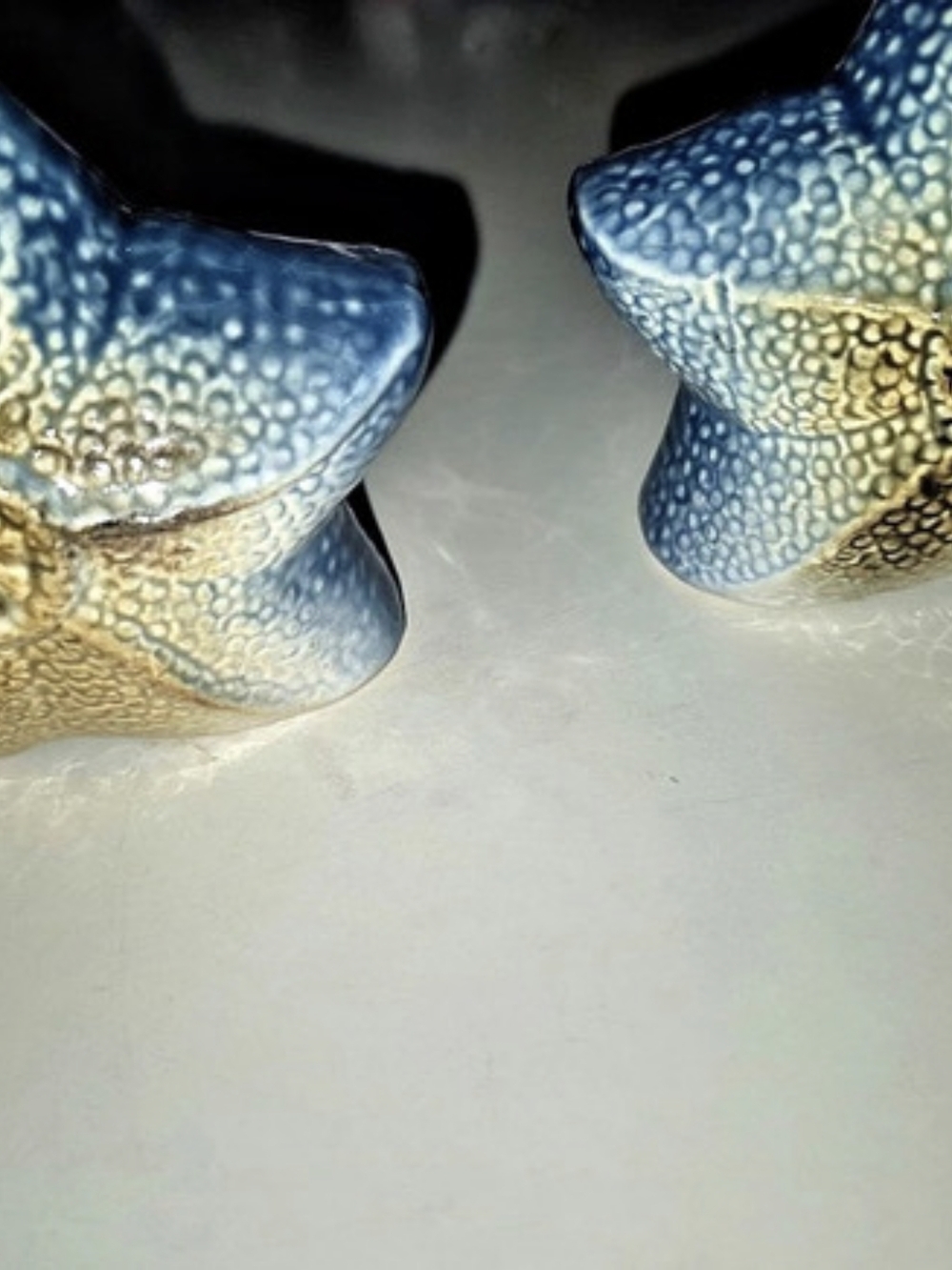 Blue & Gold Ceramic Decorative Pair Starfish Salt And Pepper Shakers
